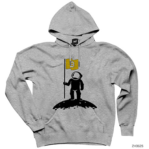 Bitcoin Kripto Para Astronot Gri Kapşonlu Sweatshirt Hoodie