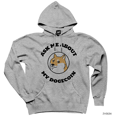 My Dogecoin Kripto Gri Kapşonlu Sweatshirt Hoodie