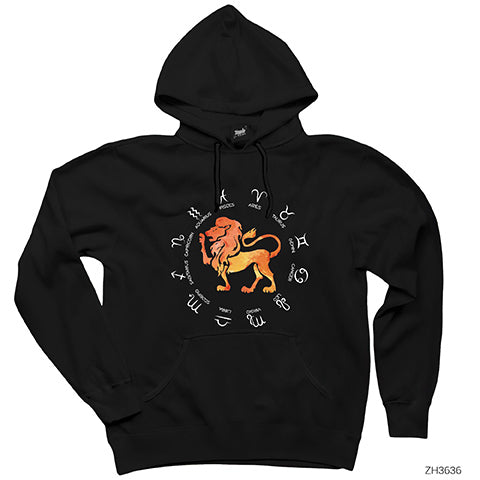 Aslan Burcu Modern Siyah Kapşonlu Sweatshirt Hoodie
