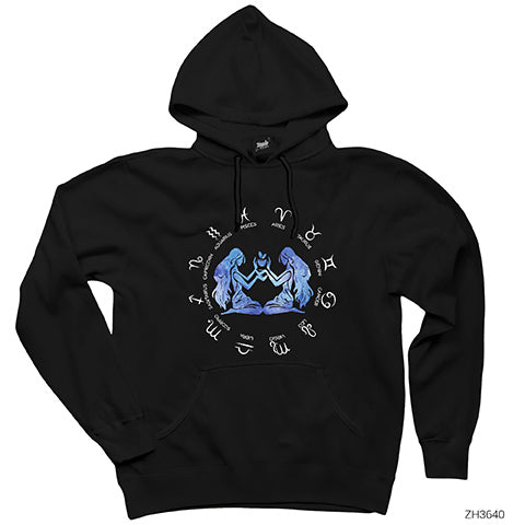 Ikizler Burcu Modern Siyah Kapşonlu Sweatshirt Hoodie