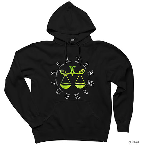 Terazi Burcu Modern Siyah Kapşonlu Sweatshirt Hoodie