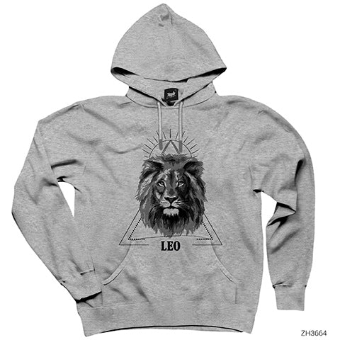 Aslan Burcu Geometrik Gri Kapşonlu Sweatshirt Hoodie