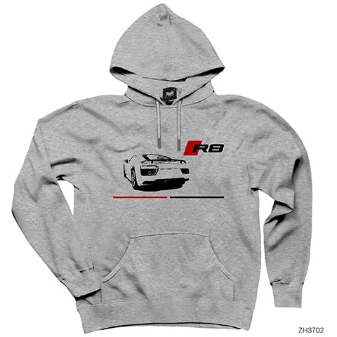 Audi R8 Gri Kapşonlu Sweatshirt Hoodie