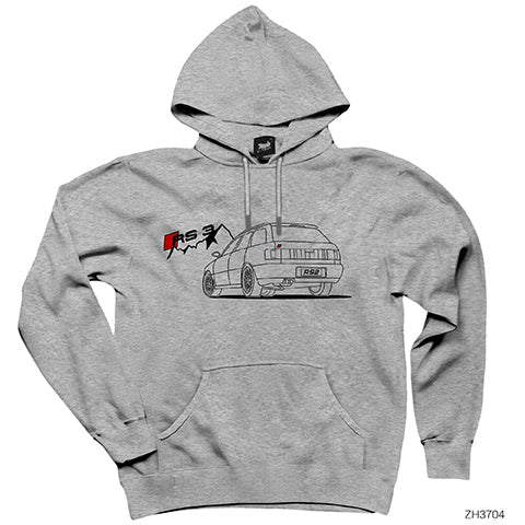 Audi RS2 Mountain's Gri Kapşonlu Sweatshirt Hoodie