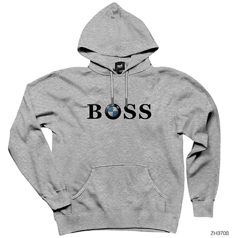 BMW Boss Gri Kapşonlu Sweatshirt Hoodie