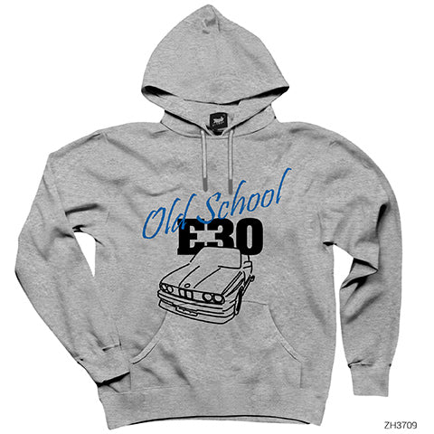 BMW E30 Old School Gri Kapşonlu Sweatshirt Hoodie