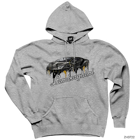 Flowing Lamborghini Gri Kapşonlu Sweatshirt Hoodie