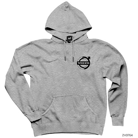 Volvo Emblem Gri Kapşonlu Sweatshirt Hoodie