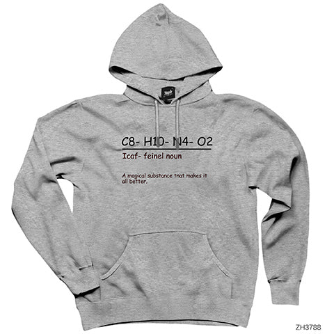 C8-H10-N4-02 Gri Kapşonlu Sweatshirt Hoodie