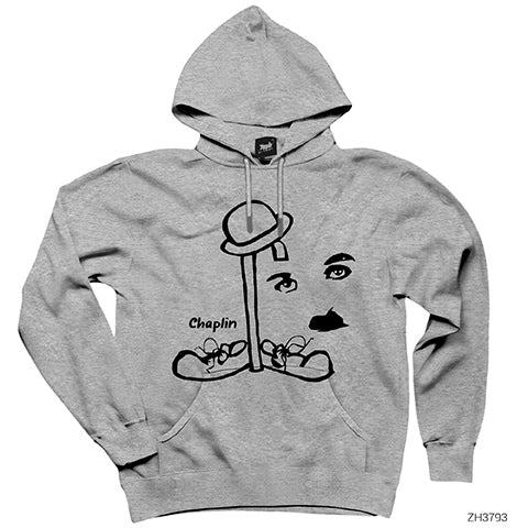 Charlie Chaplin Şapka Gri Kapşonlu Sweatshirt Hoodie