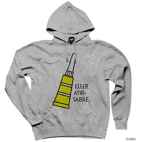 Eller Ayırsa Bile Gri Kapşonlu Sweatshirt Hoodie