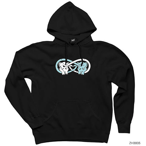 Fil Sonsuzluk Siyah Kapşonlu Sweatshirt Hoodie