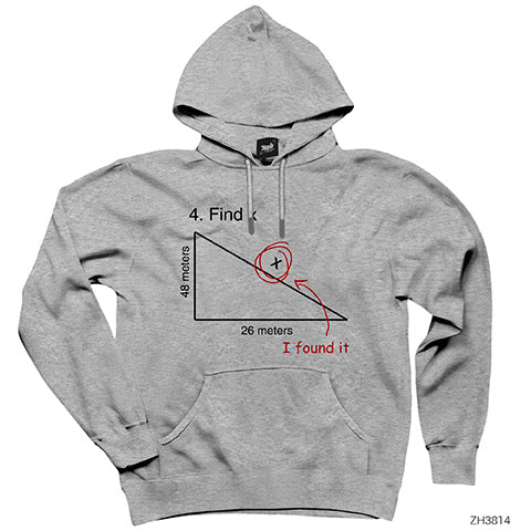 I Found It Geometri Gri Kapşonlu Sweatshirt Hoodie
