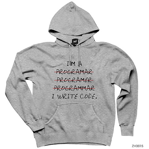 I'am a Programer Gri Kapşonlu Sweatshirt Hoodie
