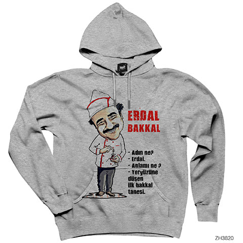 Ilk Bakkal Tanesi Erdal Bakkal Gri Kapşonlu Sweatshirt Hoodie