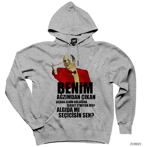 Ismail Abi Algıda Seçicilik Gri Kapşonlu Sweatshirt Hoodie