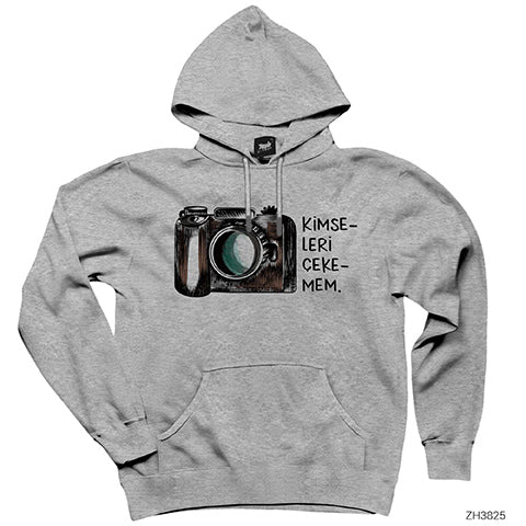 Kimseleri Çekemem Gri Kapşonlu Sweatshirt Hoodie