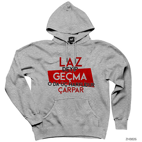 Laz Deyip Geçma Gri Kapşonlu Sweatshirt Hoodie