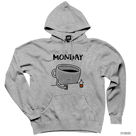 Monday Pazartesi Gri Kapşonlu Sweatshirt Hoodie