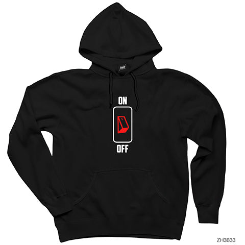 On Off Buton Siyah Kapşonlu Sweatshirt Hoodie