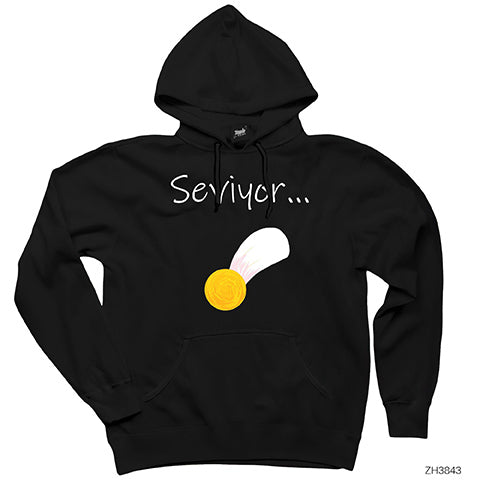 Seviyor Papatya Siyah Kapşonlu Sweatshirt Hoodie