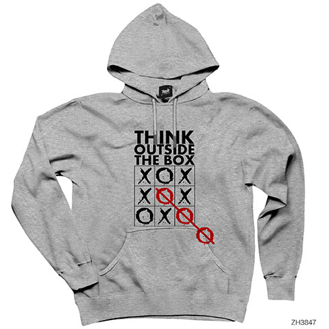 Think Outside the Box Gri Kapşonlu Sweatshirt Hoodie