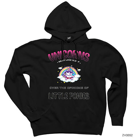 Unicorn Sleep Siyah Kapşonlu Sweatshirt Hoodie