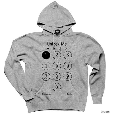 Unlock Me Gri Kapşonlu Sweatshirt Hoodie