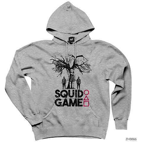 Squid Game Doll Bebek Gri Kapşonlu Sweatshirt Hoodie
