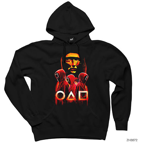 Squid Game Head Team Siyah Kapşonlu Sweatshirt Hoodie