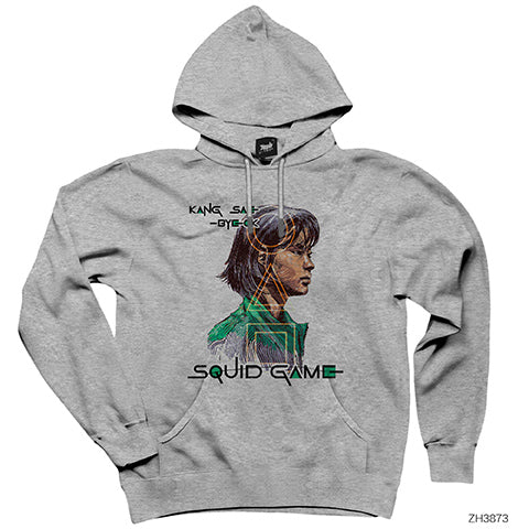 Squid Game Kang Sae-byeok Gri Kapşonlu Sweatshirt Hoodie