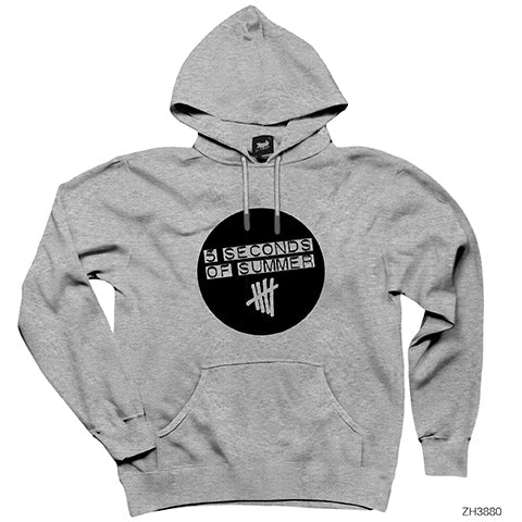 5 Seconds Of Summer Circle Gri Kapşonlu Sweatshirt Hoodie