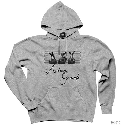 Ariana Grande Questioning Gri Kapşonlu Sweatshirt Hoodie