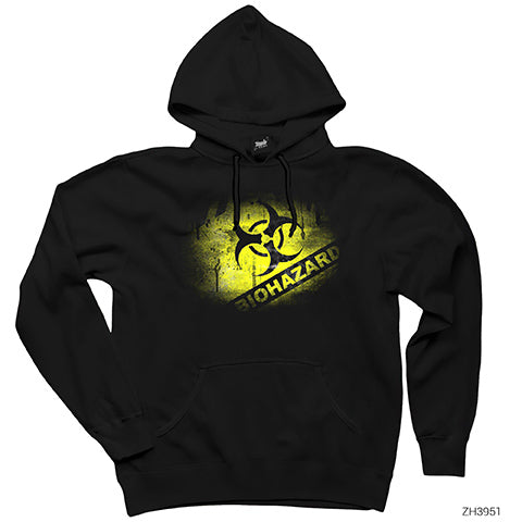 Biohazard Danger Siyah Kapşonlu Sweatshirt Hoodie