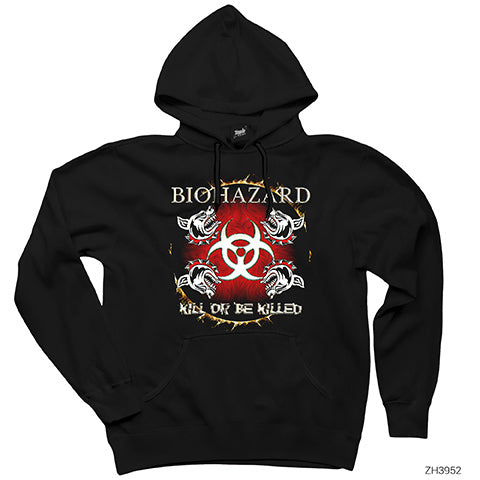Biohazard Kill Or Be Killed Siyah Kapşonlu Sweatshirt Hoodie
