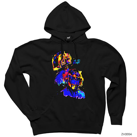 Daft Punk Splash Siyah Kapşonlu Sweatshirt Hoodie