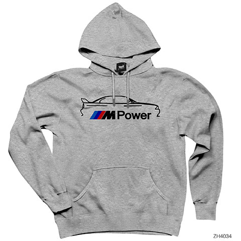 BMW M Power Lite Gri Kapşonlu Sweatshirt Hoodie