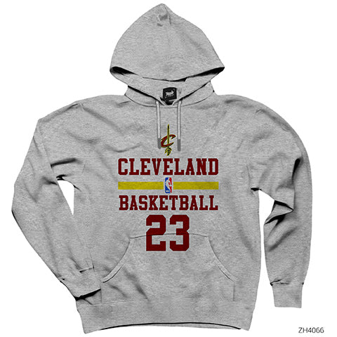 Cleveland Basketball Gri Kapşonlu Sweatshirt Hoodie