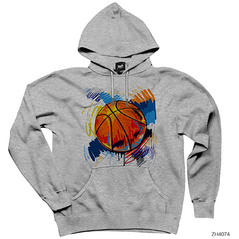 Basketbol Topu Gri Kapşonlu Sweatshirt Hoodie