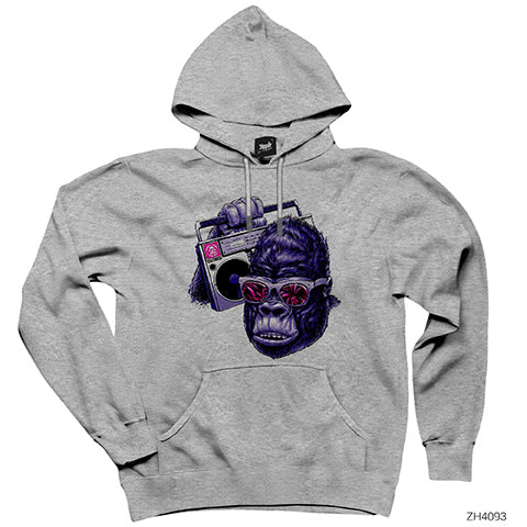 Gorilla Hiphop Gri Kapşonlu Sweatshirt Hoodie