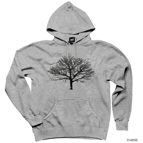 Kuru Ağaç Gri Kapşonlu Sweatshirt Hoodie