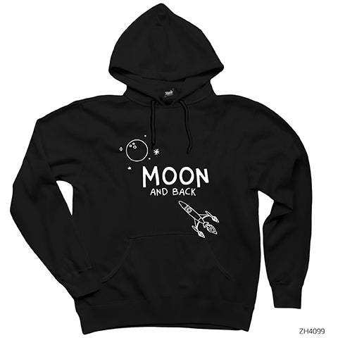 Moon And Back Siyah Kapşonlu Sweatshirt Hoodie