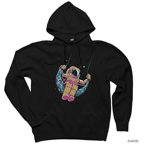 Sallanan Astranot Siyah Kapşonlu Sweatshirt Hoodie
