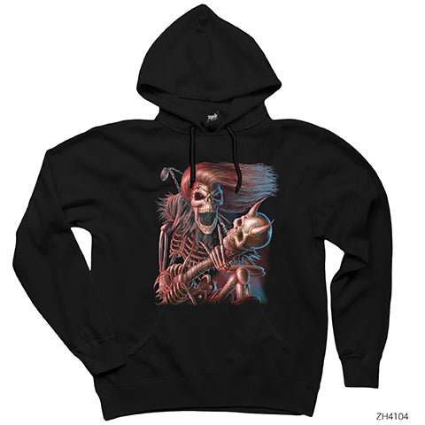 Skull Rock Siyah Kapşonlu Sweatshirt Hoodie