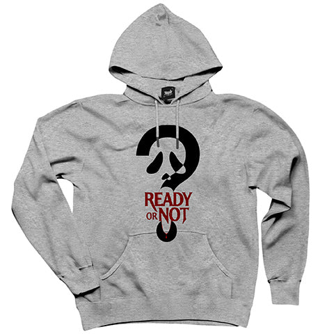 Scream Ready Or Not Gri Kapşonlu Sweatshirt Hoodie