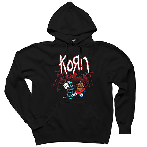 Korn Red Skull Siyah Kapşonlu Sweatshirt Hoodie