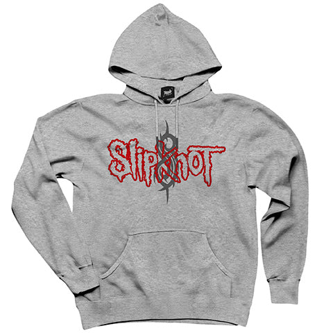 Slipknot Logo Gri Kapşonlu Sweatshirt Hoodie