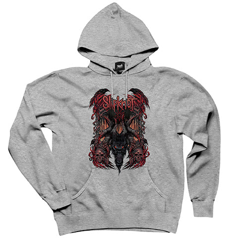 Slipknot Ram Head Gri Kapşonlu Sweatshirt Hoodie