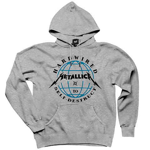 Metallica Hardwired Gri Kapşonlu Sweatshirt Hoodie