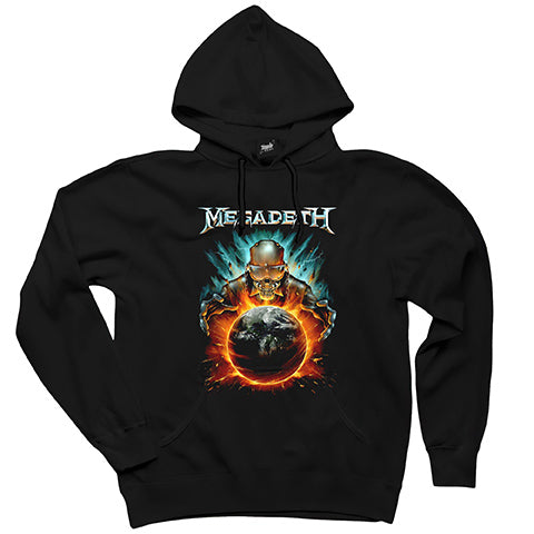 Megadeth World King Siyah Kapşonlu Sweatshirt Hoodie
